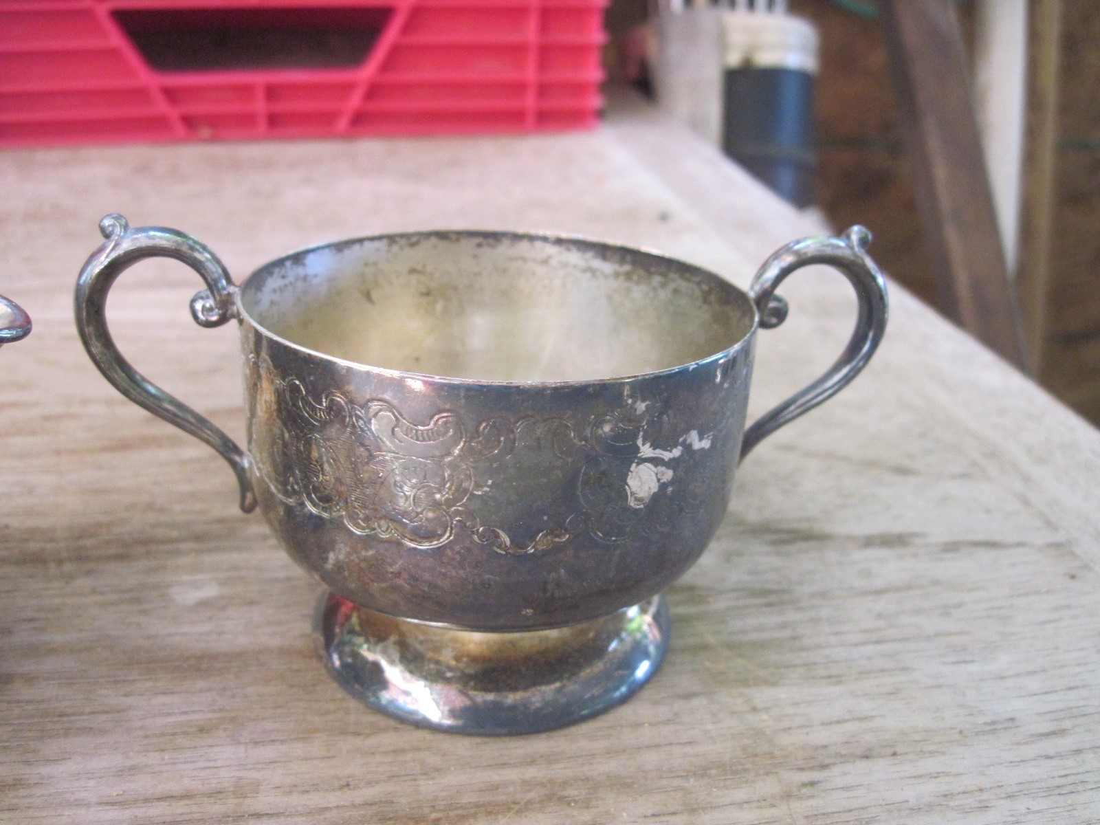 BMO Plate Small Sugar Bowl & Creamer, No Lids, Made Bened, CT, Need Cleaning