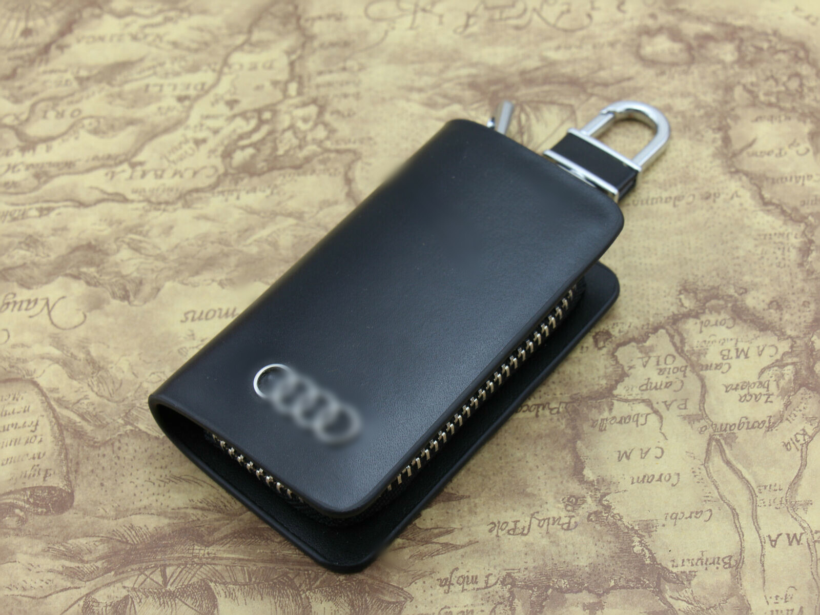 Auto schlüsselanhänger echtleder autoschlüssel etui schlüsseltasche Audi Schwarz