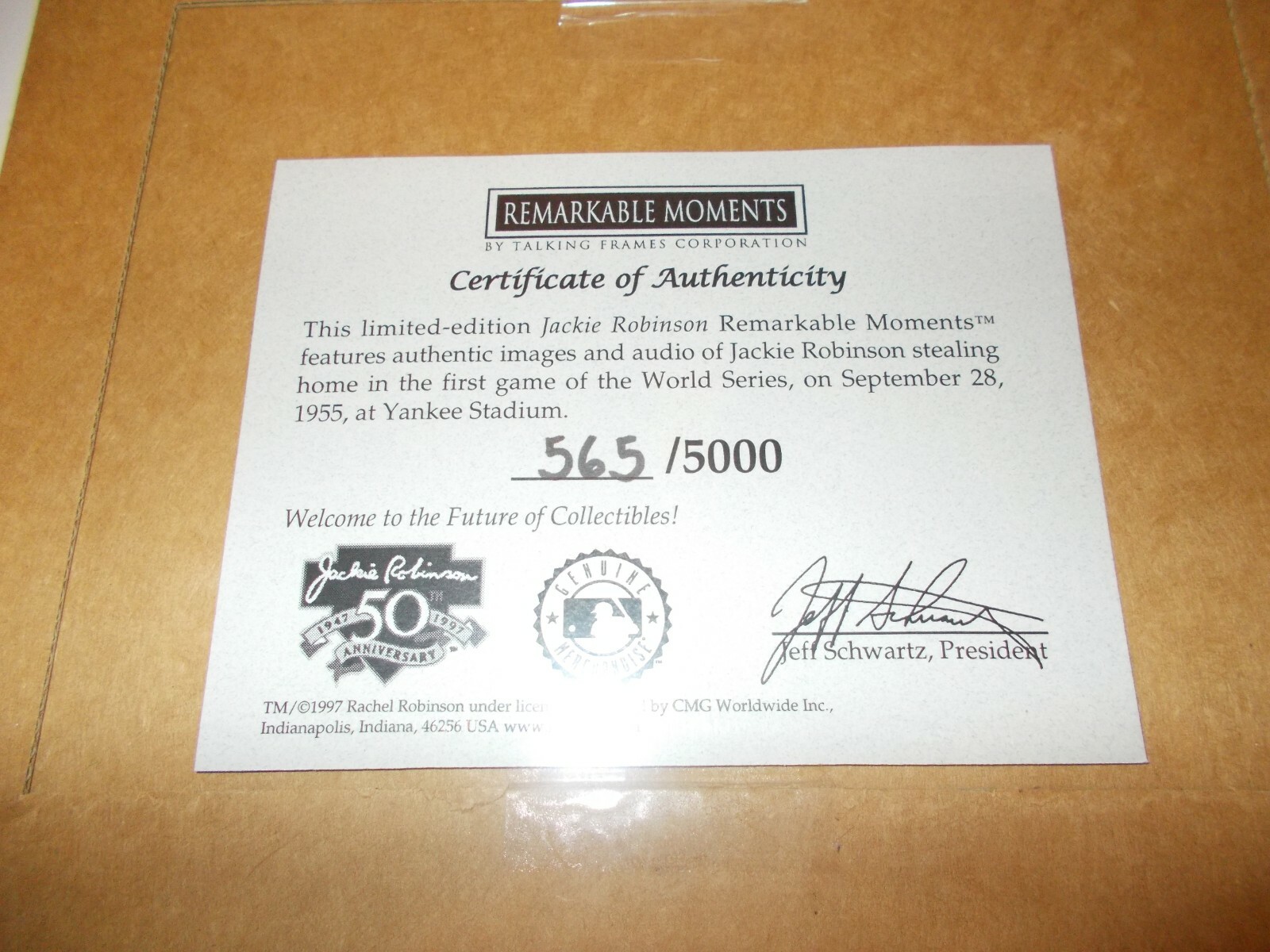 Jackie Robinson Remarkable Moments 50th Anniversary Photo and Audio Plaque #565