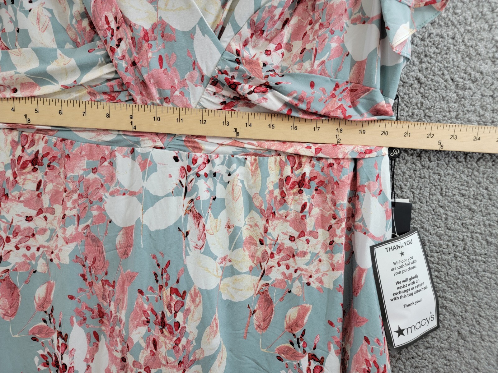 Adrianna Papell Plus Surplice Midi Dress Women's 22W Aqua Multi Back Zip Closure - Picture 7 of 18