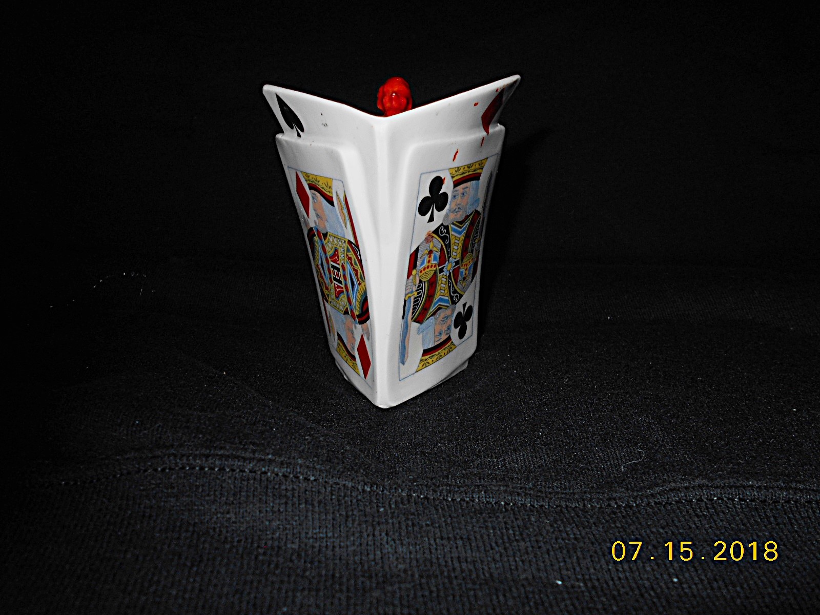 Royal Bayreuth Red Devil and Playing Cards Creamer from Bavaria