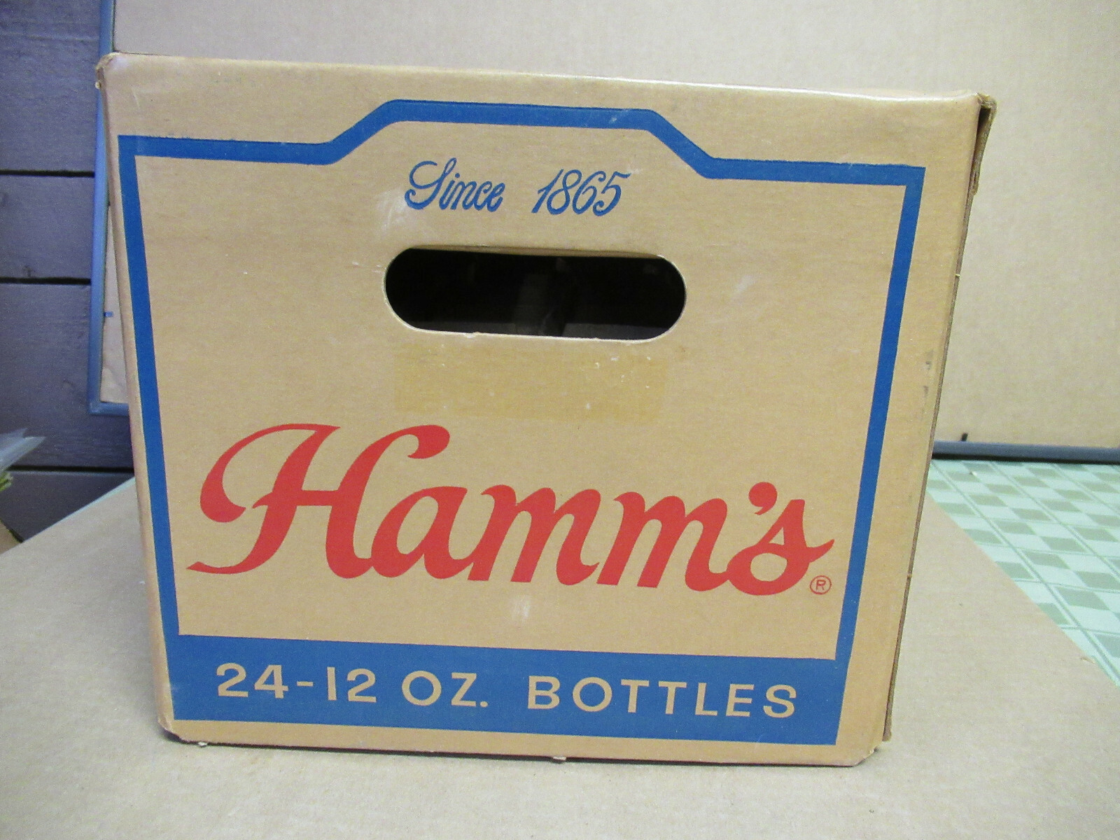 Hamms Beer Case MT 24 Bottle Size Cardboard Tote Box Shell No Bottles Great Cond