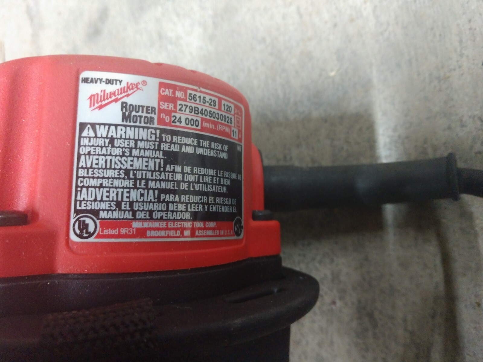 Milwaukee 11 Amp Heavy Duty Router Model# 5615-29