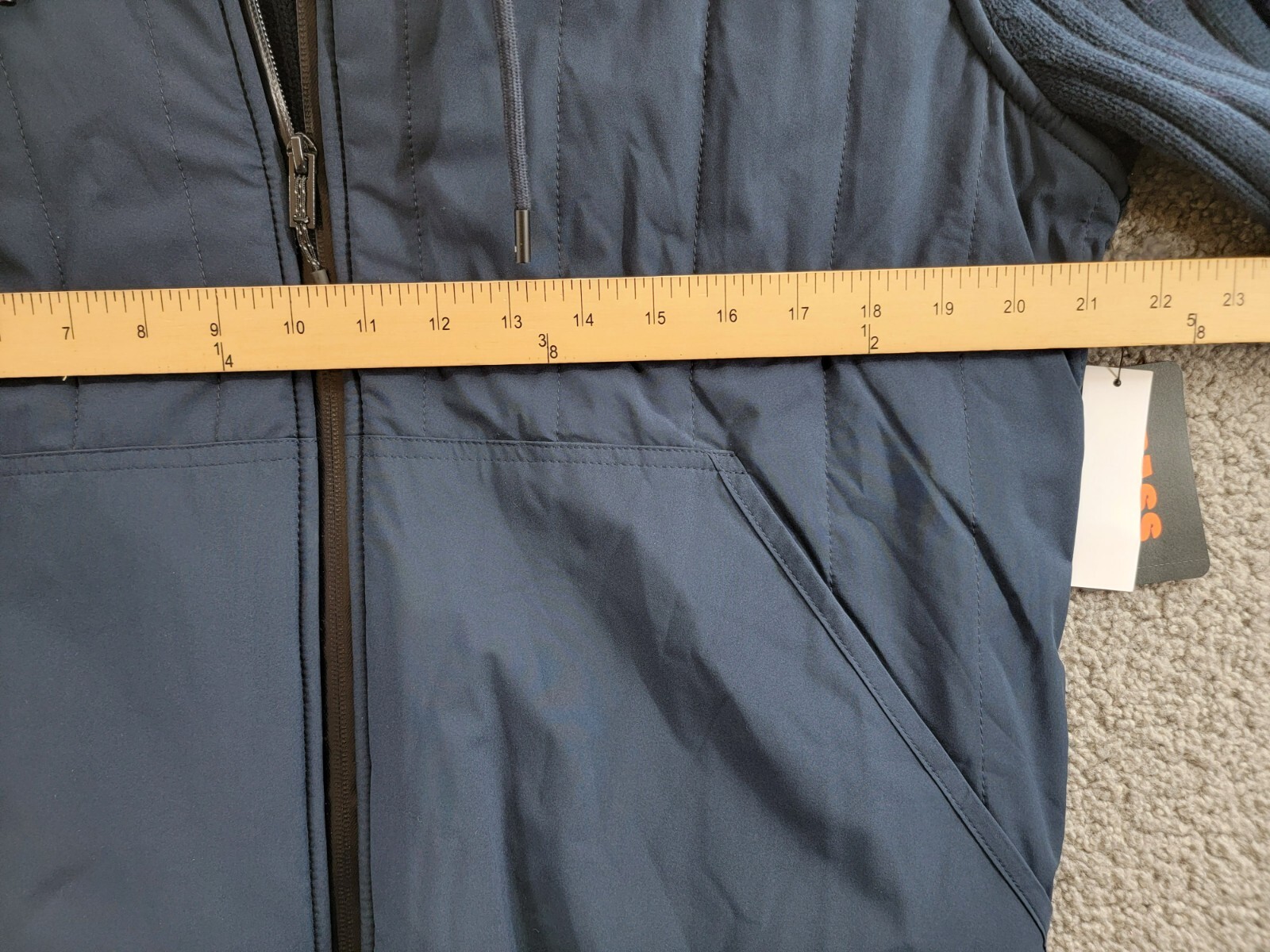 BASS OUTDOOR Mixed Media Zip-Front Hooded Sweater Jacket Men's M Navy Blaze L/S - Picture 6 of 17