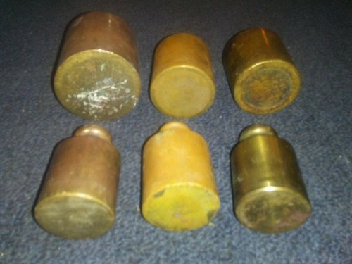 Six Vintage Brass Scale Weights