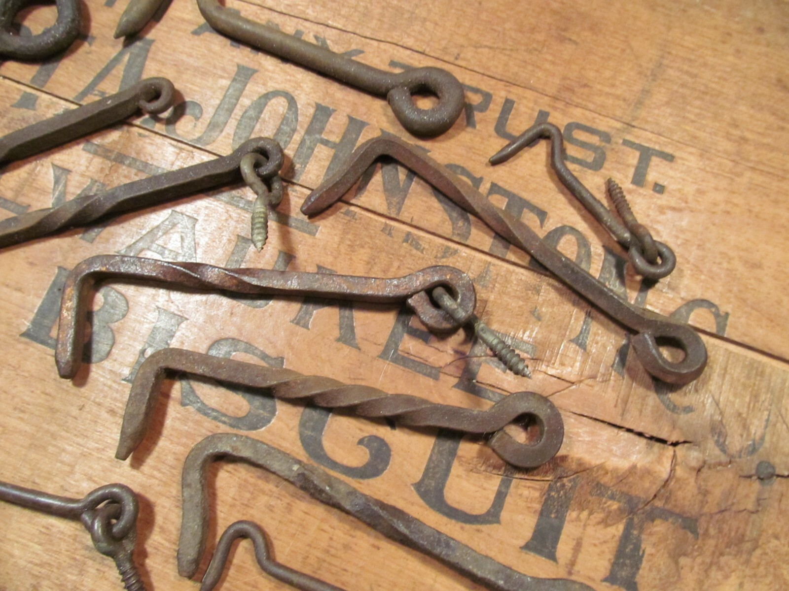 Antique Gate Latch Hook Lot ~ vtg old rustic door forged twisted hardware