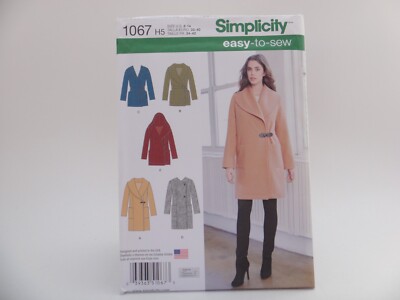 Simplicity 1067 EASY Wrap Jacket or Side Button Coat Pattern Sz 6-14 or 14-22