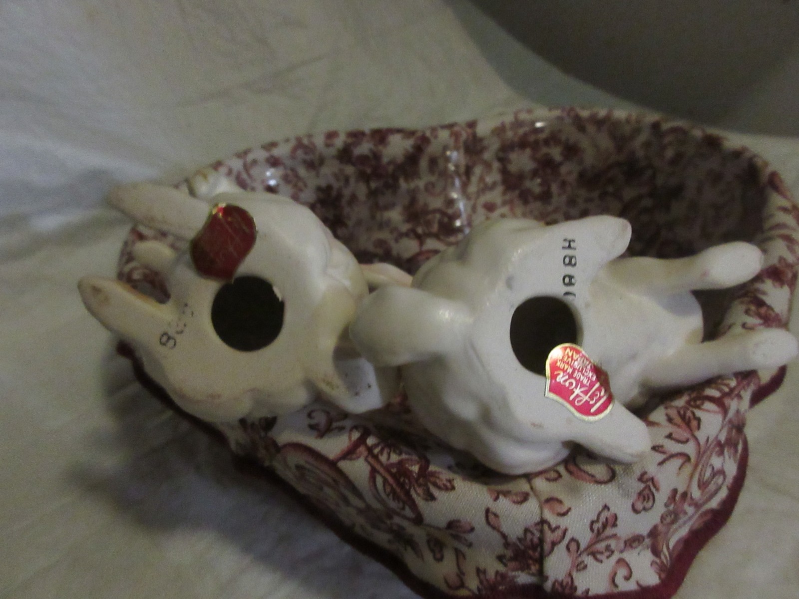 Vintage Lefton White Bunny Rabbit Pair Set Easter Figurines H880 Foil Tag Japan