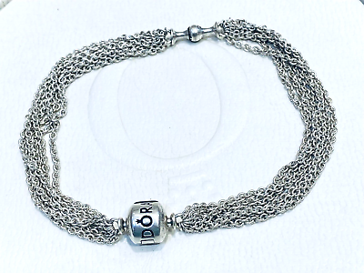 Authentic PANDORA Multi Strand One Clip Station Chain Bracelet 591701 21cm