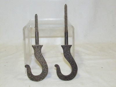 Antique Early American Ornate Iron Parlor, Oil or Ceiling Light Hooks Orig Vtg
