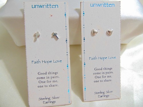 Unwritten Heart and Cross Stud Earring Duo R483 $65