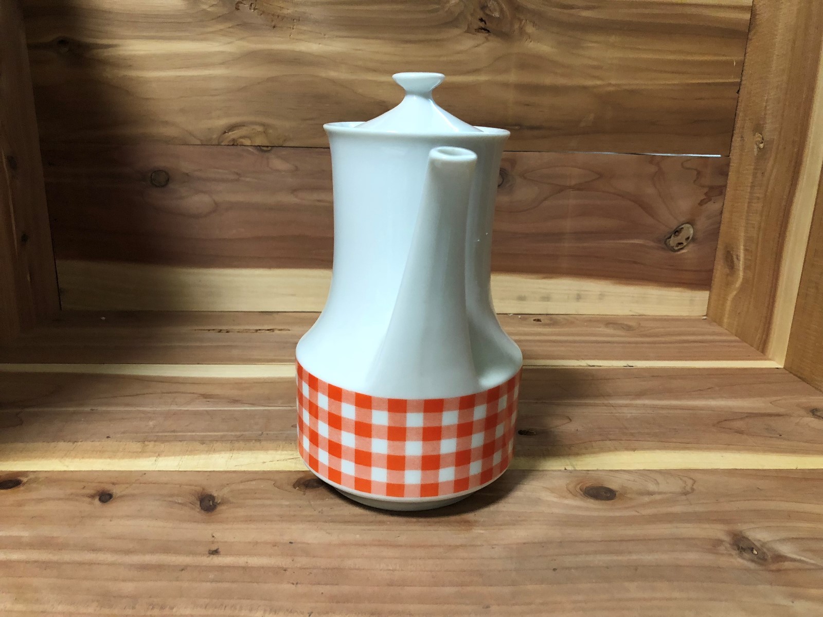 Nevco Japan Orange Check Teapot pre-owned