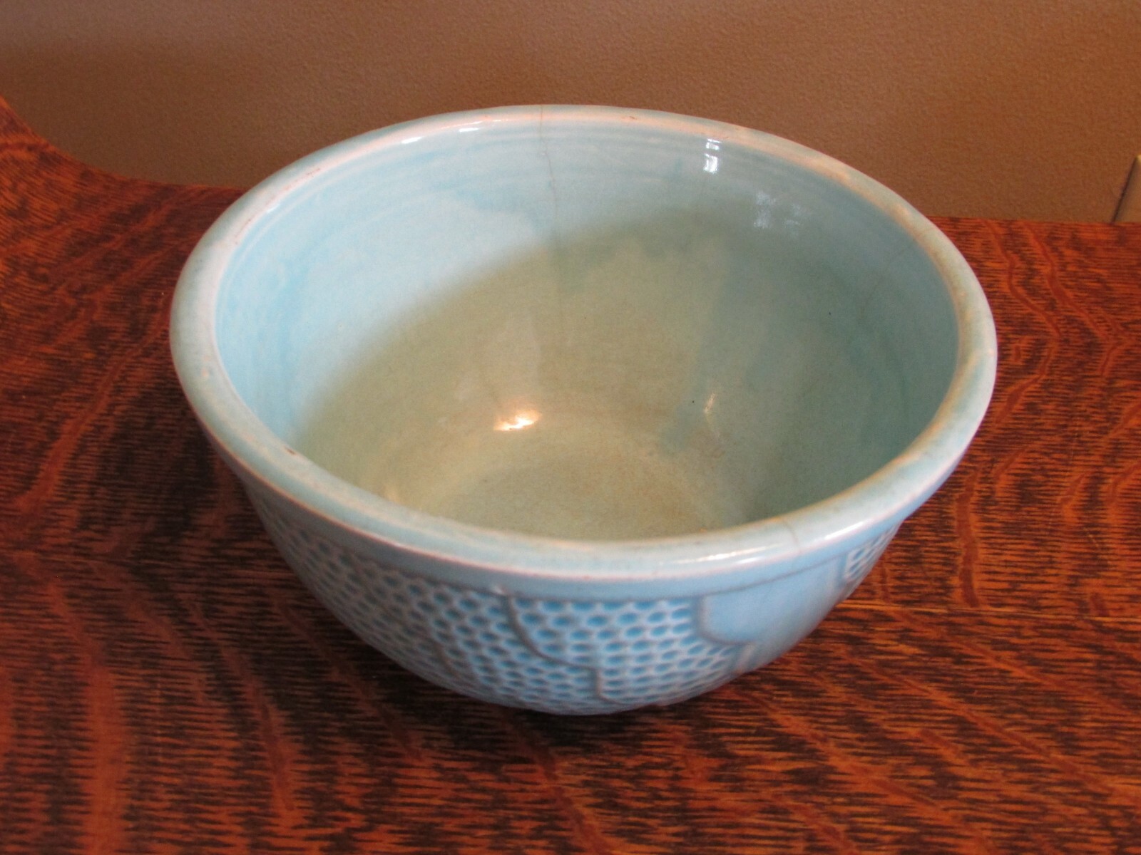 R.R.P. Co. Robinson Ransbottom, Roseville OH, Aqua Blue Crock Mixing Bowl