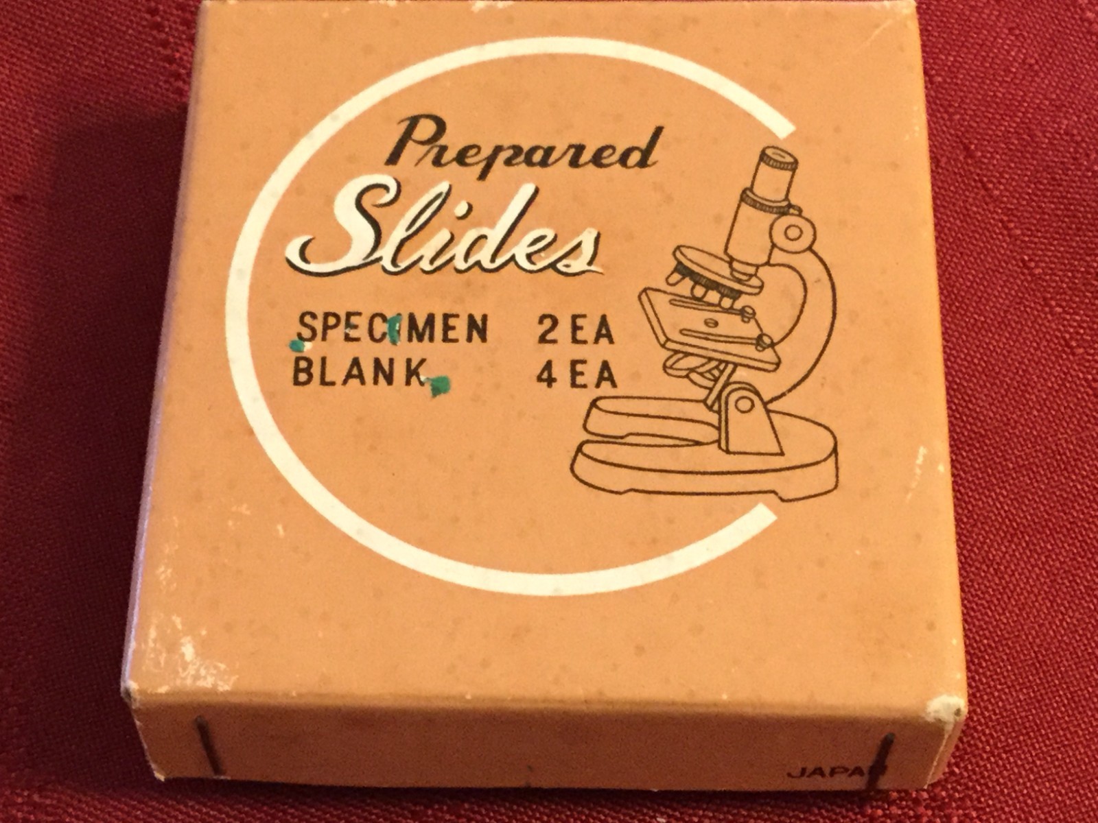 Vintage Prepared Slides, Specimen 2 ea, Blank 2 ea (s/b 4) Japan In Original Box