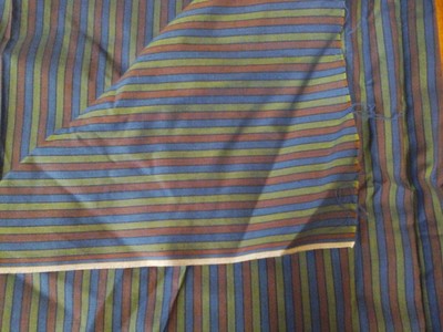 Vintage Cotton Blend Fabric Maroon Green Blue Stripe  1 1/3 Yd/44