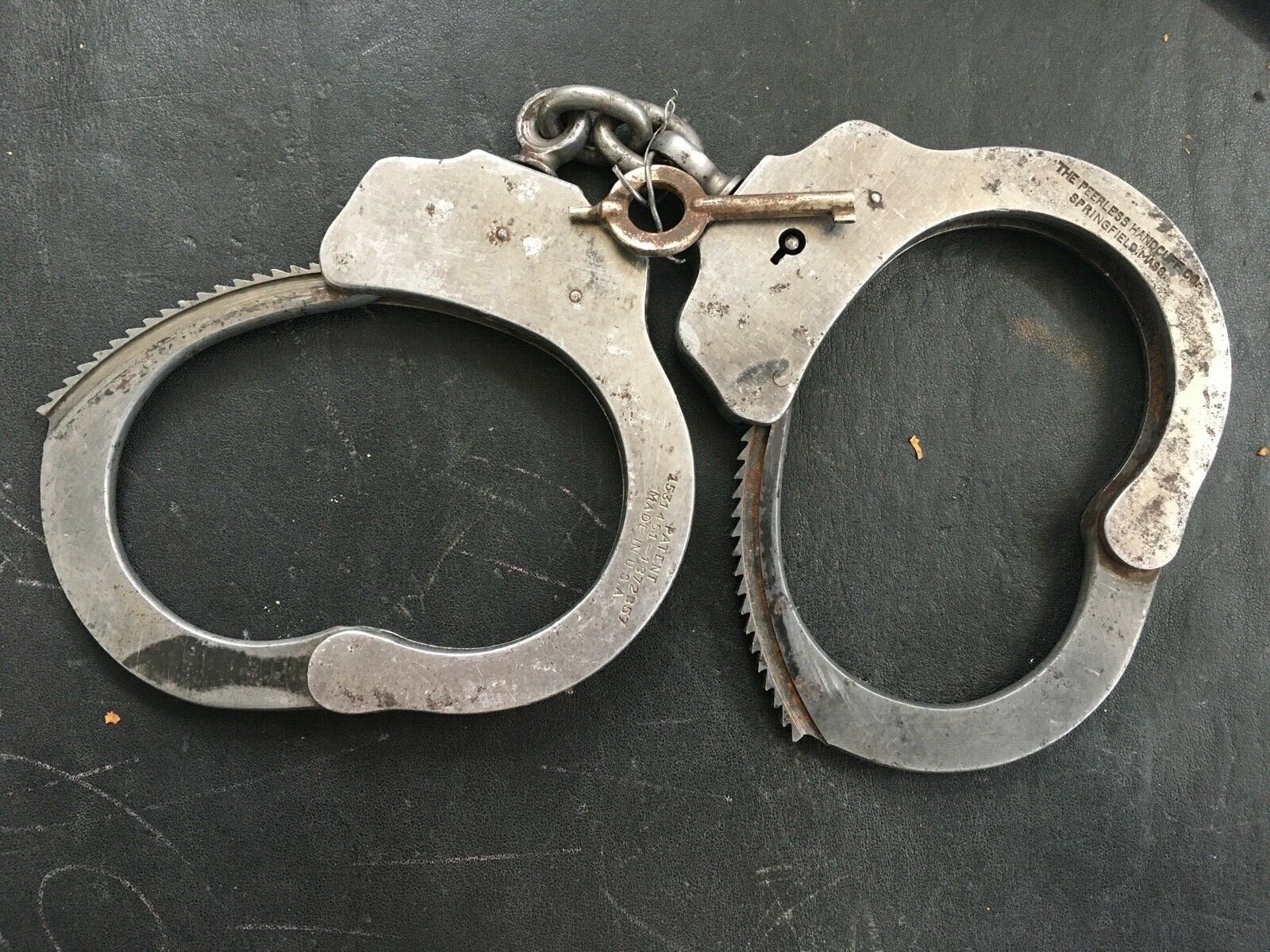 Vintage Handcuffs The Peerless Handcuff Company Pat 1531451 Vintage Handcuffs The Peerless Handcuff Company Pat 1531451