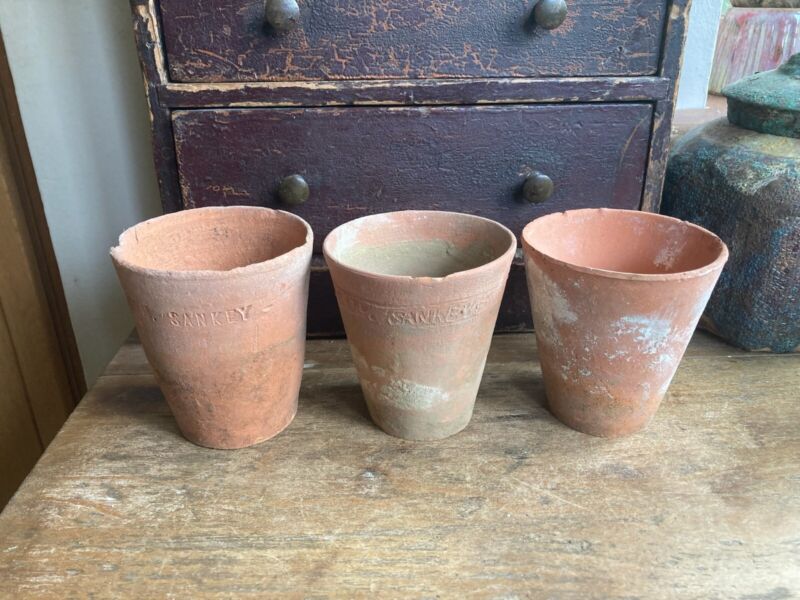 Trio Of Beautiful Terracotta Victorian Plant Pots, Two 