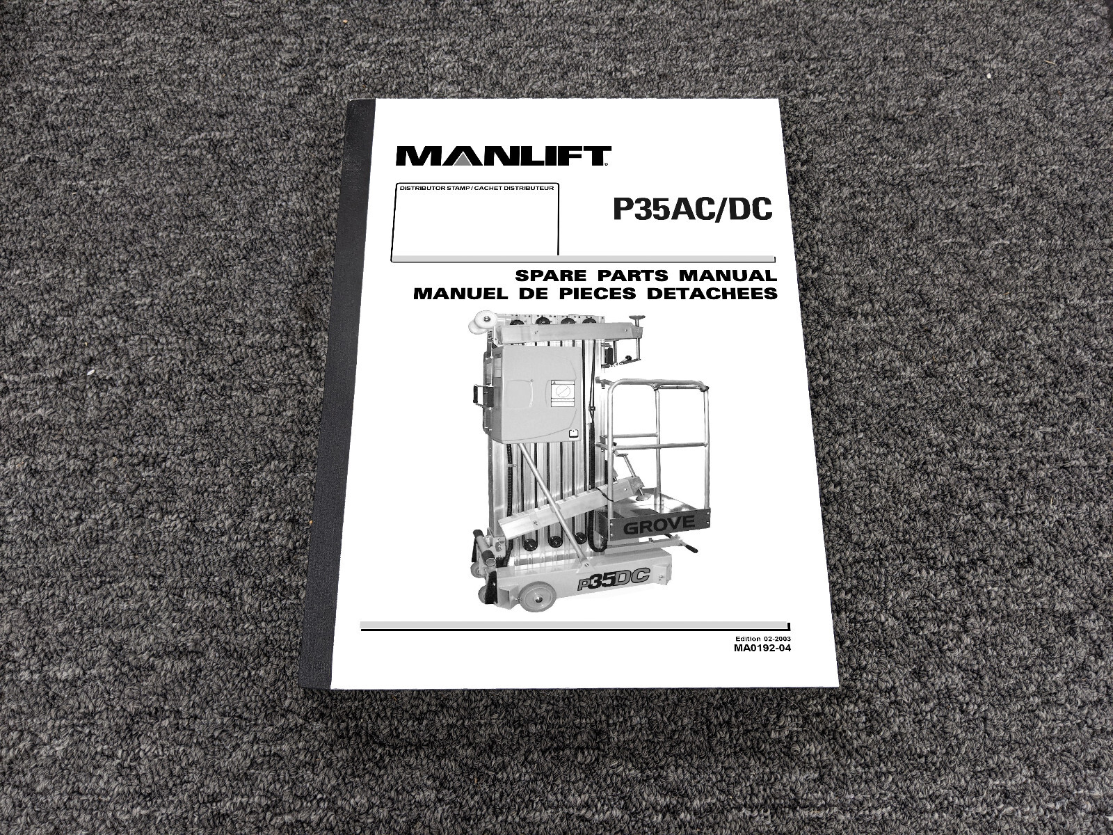 Manlift P35AC P35DC Aerial Work Platform Boom Lift Parts