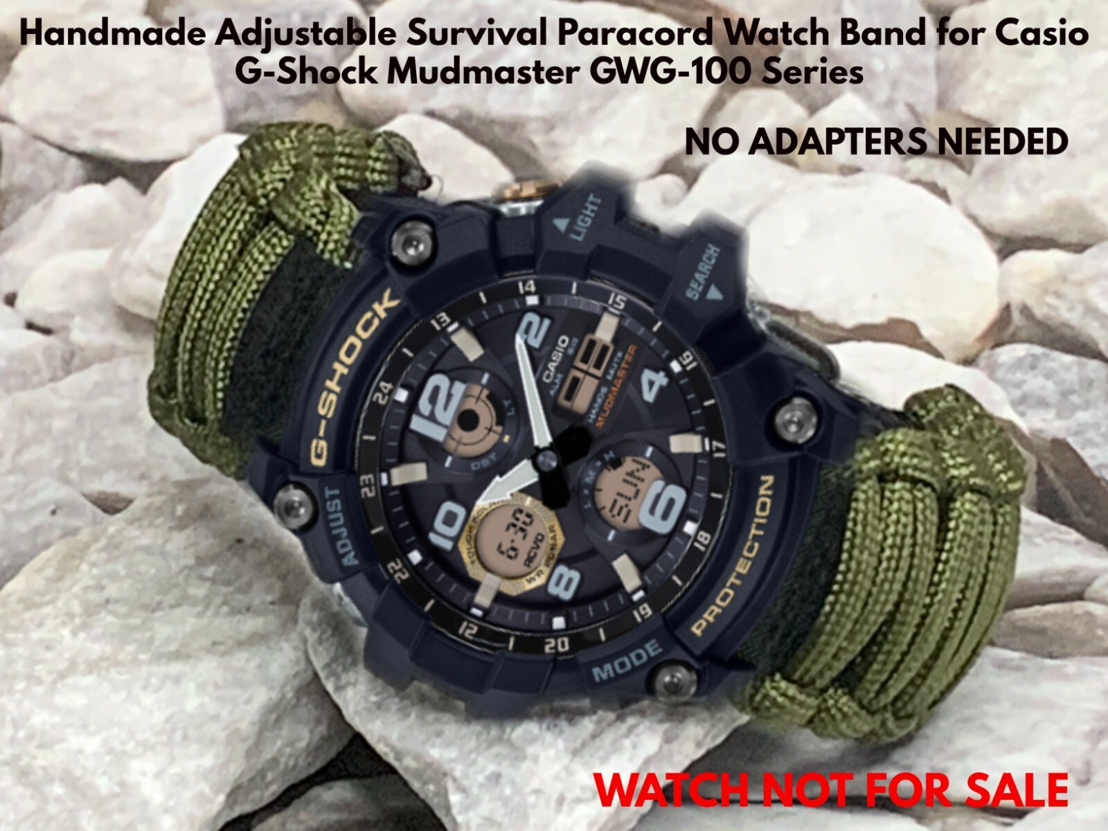 Casio G-Shock Mudmaster GWG-100 Series Adjustable Paracord Survival Watch Band Casio G-Shock Mudmaster GWG-100 Series Adjustable Paracord Survival Watch Band