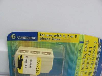 Qty Of 5 Southwestern Bell 3 Way Outlet Triplex 3 Line Jack Splitter Phone Port