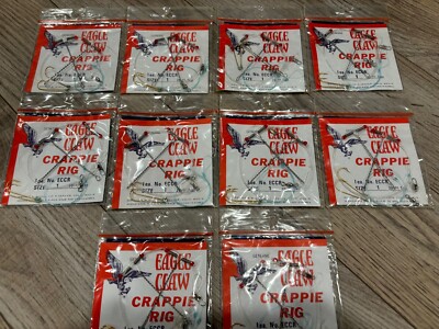 10 NEW PACKS  Eagle Claw Crappie Pickerel Panfish Fishing Rigs  SIZE 1 BULK TOO