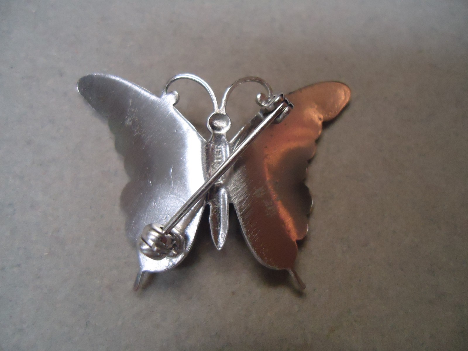 Sterling Silver 925 Textured Metal Elegant Butterfly Insect Brooch Pin