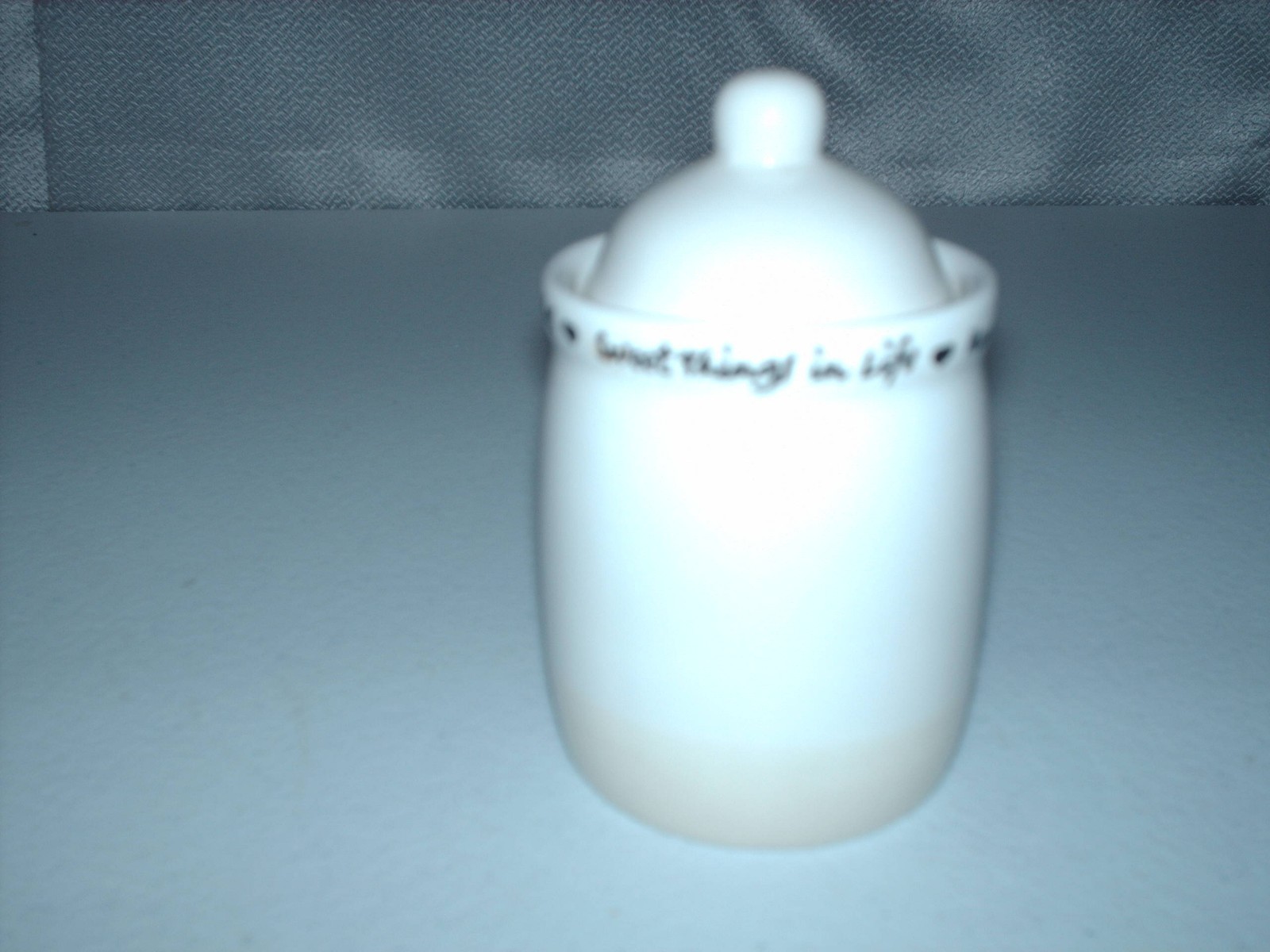 Stoneware Glazed Crock with Lid SAYS: SWEET THINGS IN LIFE HEART FELT WISHES -4