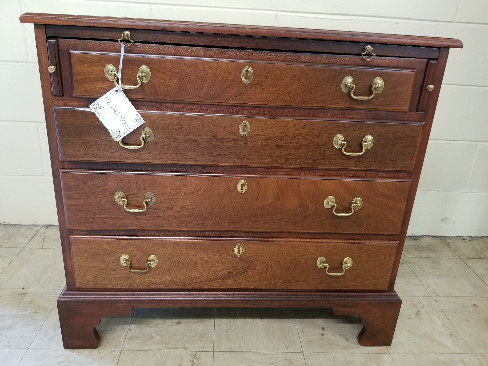 HENKEL HARRIS BACHELORS CHEST SOLID MAHOGANY  DESK PULL OUT TRAY