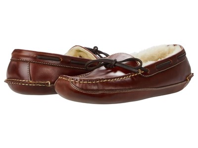 Мужские тапочки из кожи L.L.Bean на двойной подошве с подкладкой из овечьей шерсти