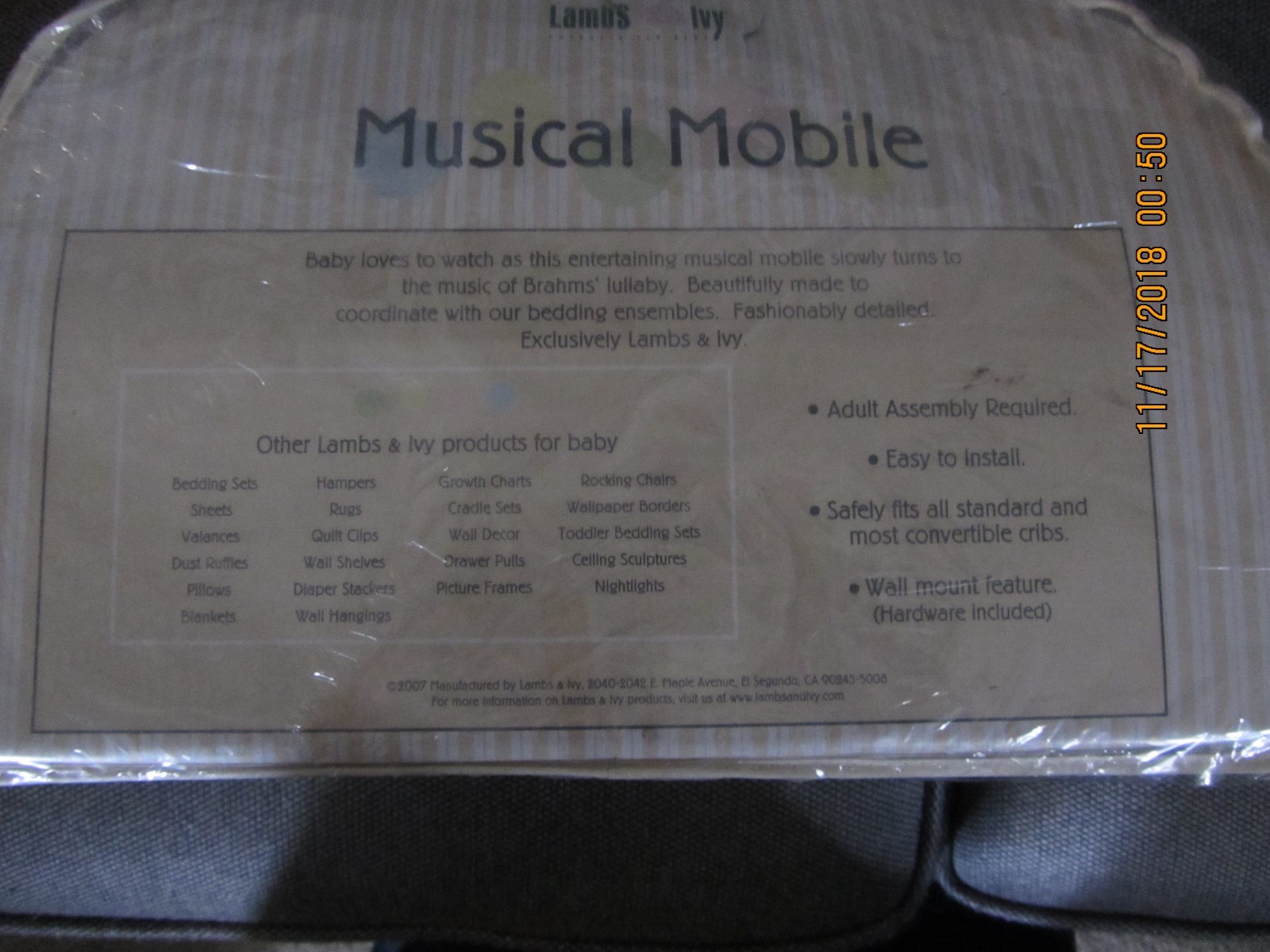 Lambs & ivy Musical mobile Lil Skipper (opened Package)