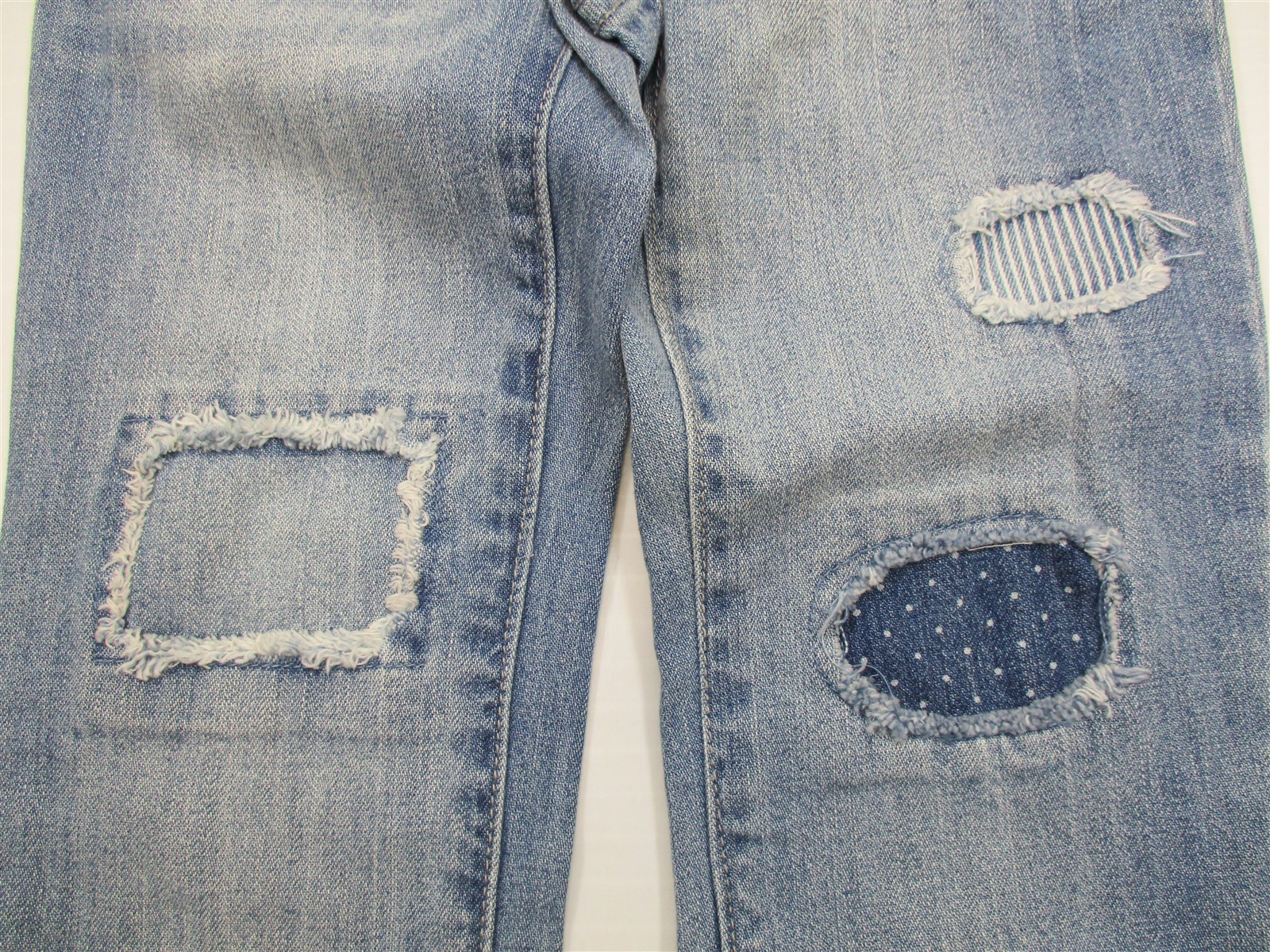 new CHEROKEE PA3069 Youth Girl Size 7 Light Wash Distressed Boyfriend Crop Jeans