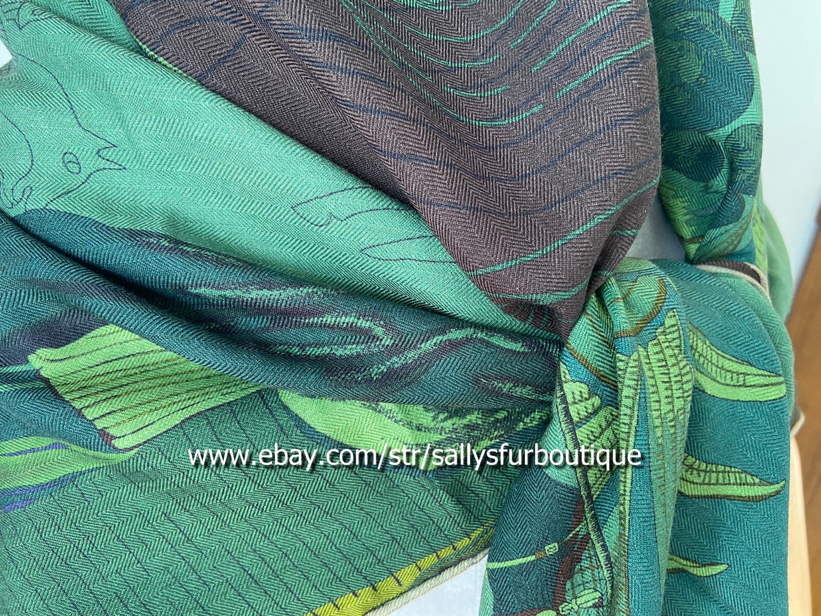 Sallys 70% Cashmere & 30% Silk Wrap Scarf Indian Print Double Face Shawl 53"