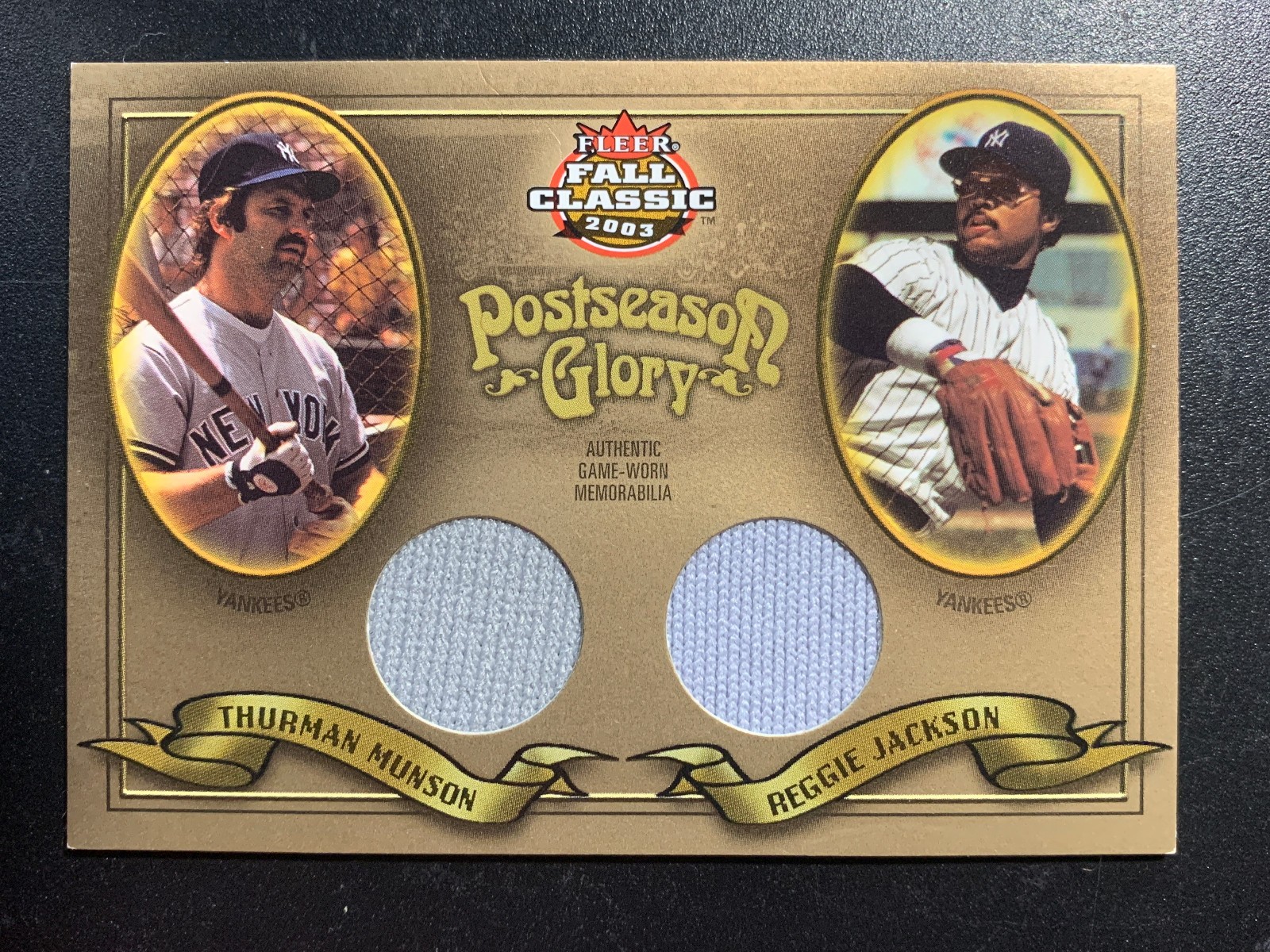 2003 Fleer Fall Classic Postseason Glory Thurman Munson Jackson /100 Dual Jeresy