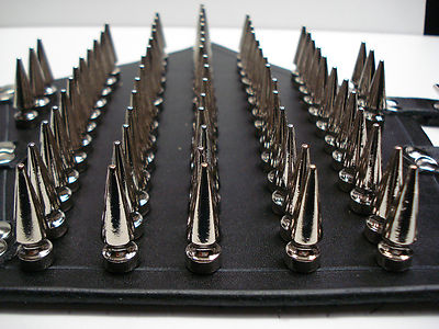 LEATHER  SPIKED ARMBAND.BLACK METAL...(MDLA0070).....URGEHAL