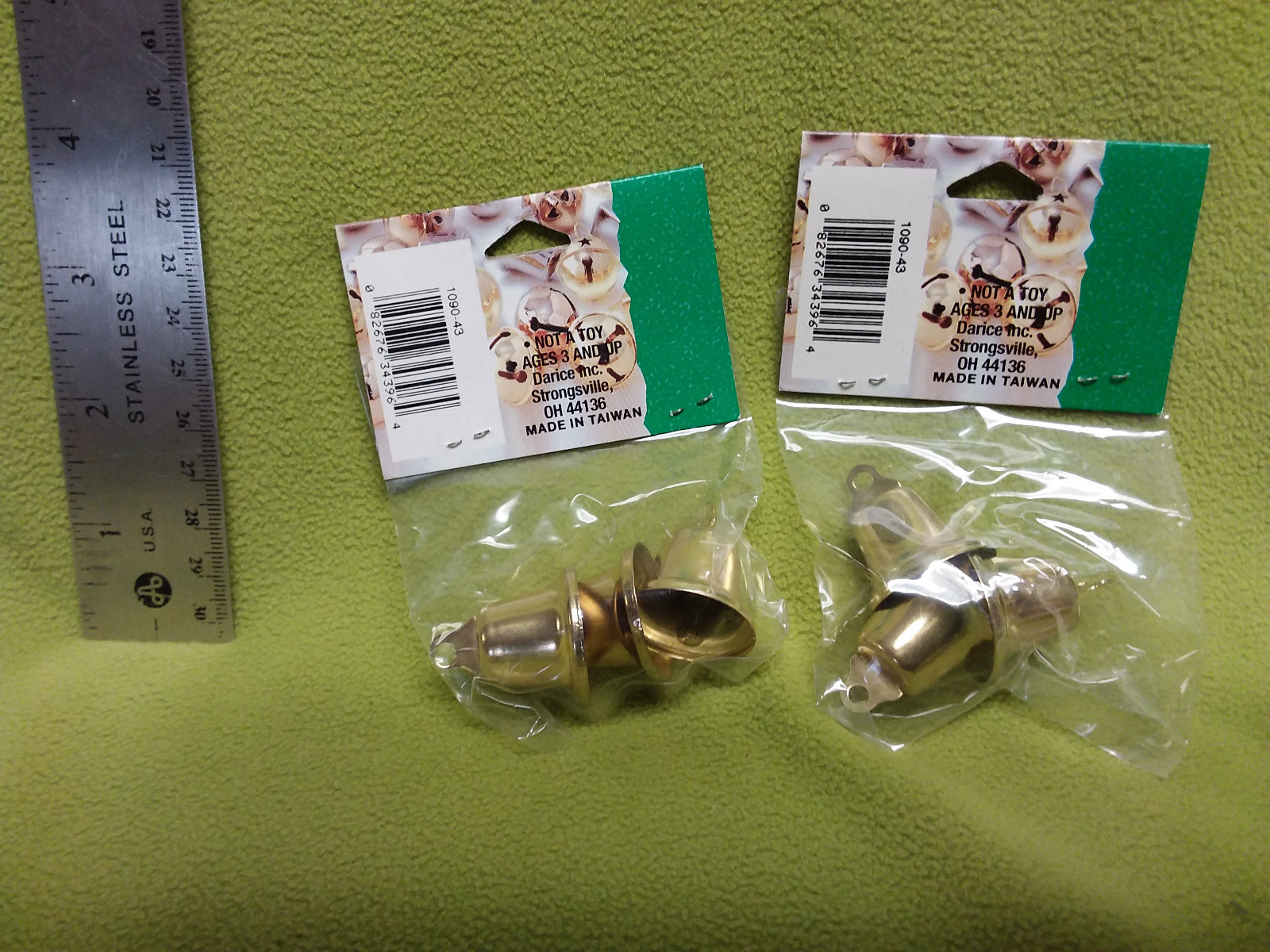 Darice Liberty Bells 1 inch Gold- 2 packages-6 pieces
