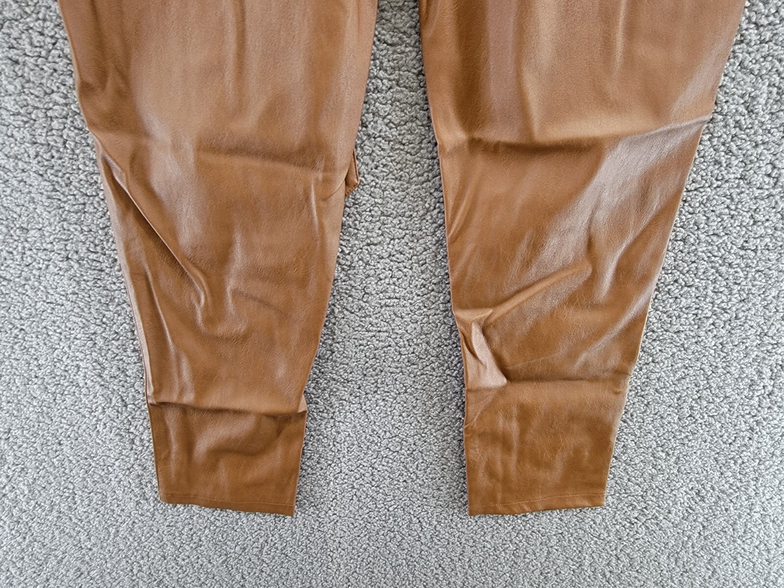 Lucy Paris Faux Leather Paperbag-Waist Pants Women's S Cognac Zip Front Closure - Picture 14 of 18