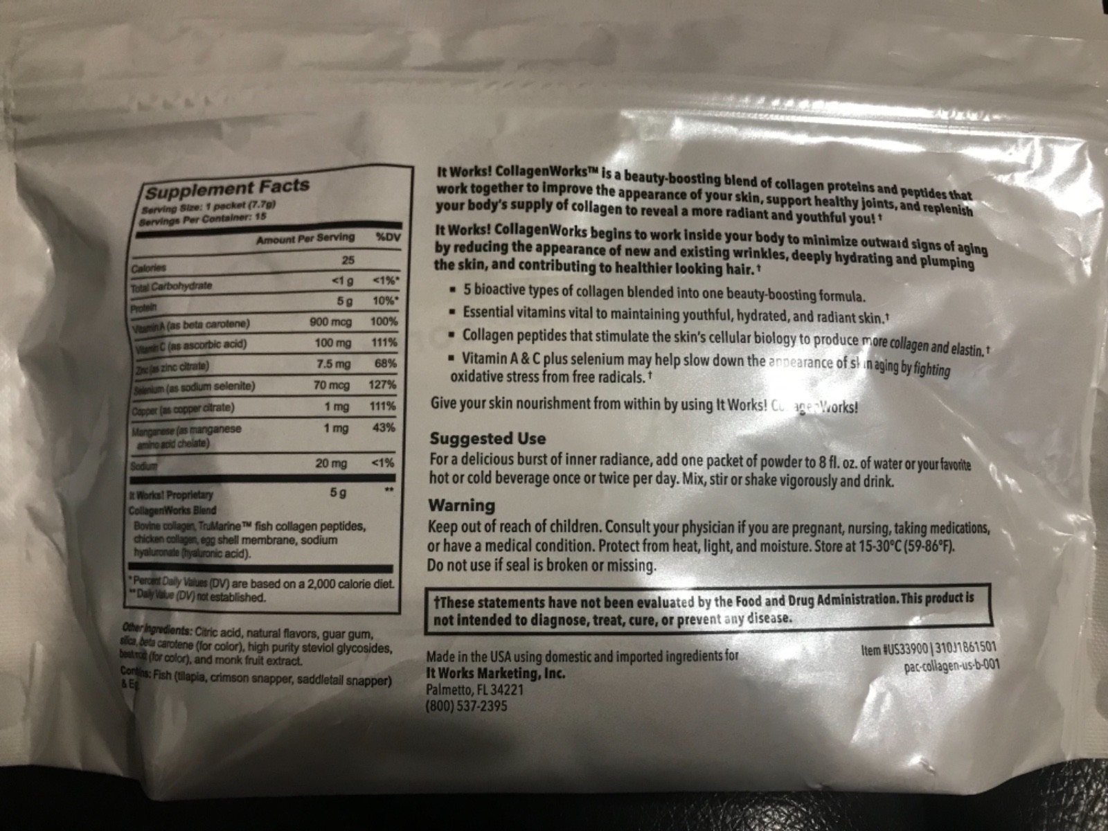 IT WORKS Collagenworks New 15 Singles Collagen Healthy Skin & Joints