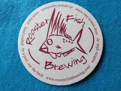 Rare Beer Coaster ~ ROOSTER FISH Brewing ~ Watkins Glen, NEW YORK; Est. 1998