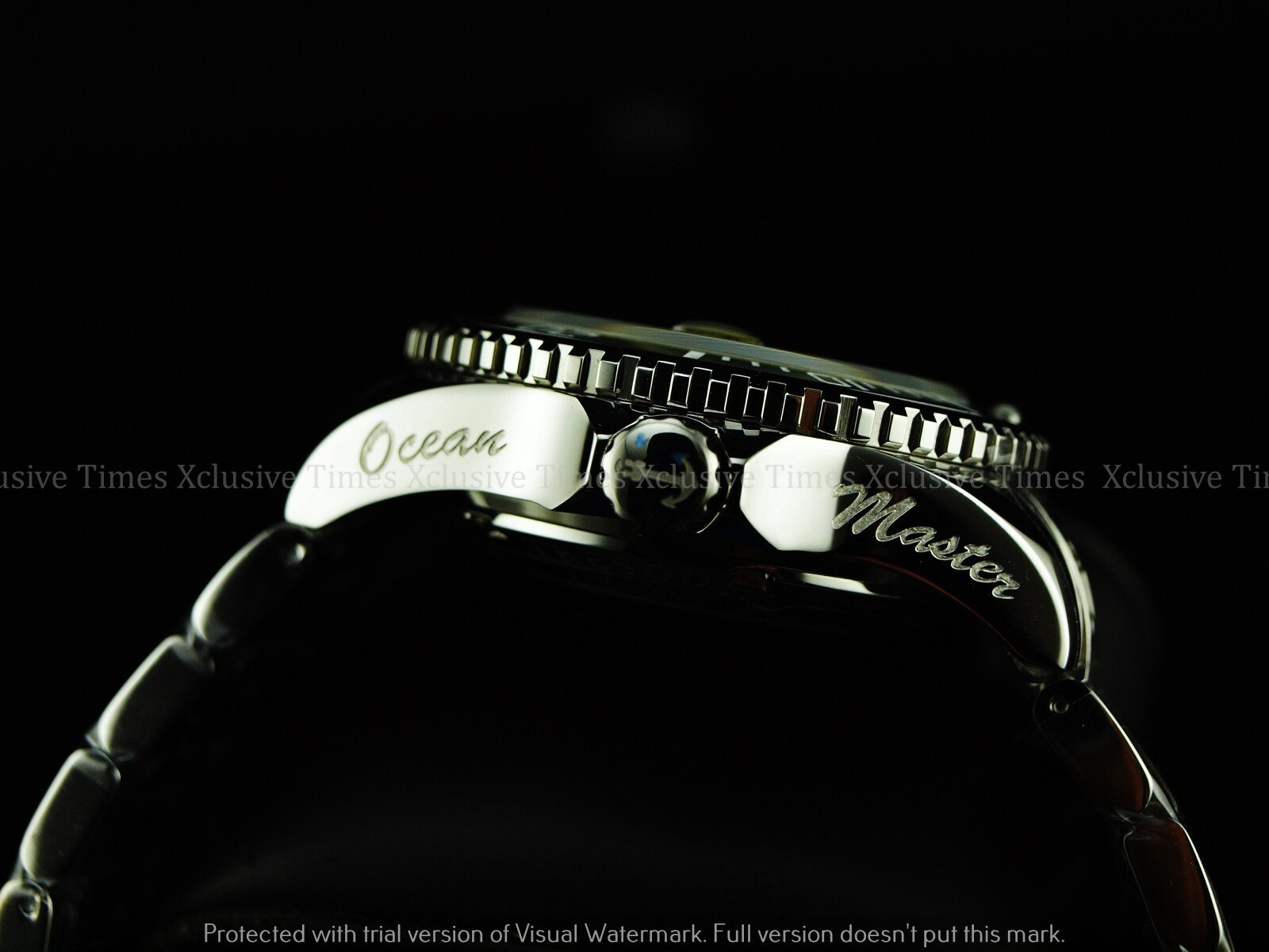 Pre-owned Tresod Men Superlume Ocean Master Auto Orange Dial Sapphire Crystal Ss Watch