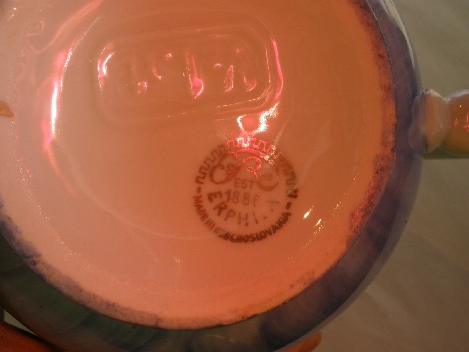 VINTAGE ERPHILA Porcelain Pitcher Blue 4