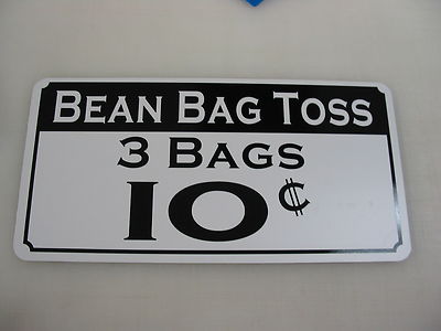 BEAN BAG TOSS Metal Tin Sign Game Room Carnival Fair Boardwalk Amusement Park