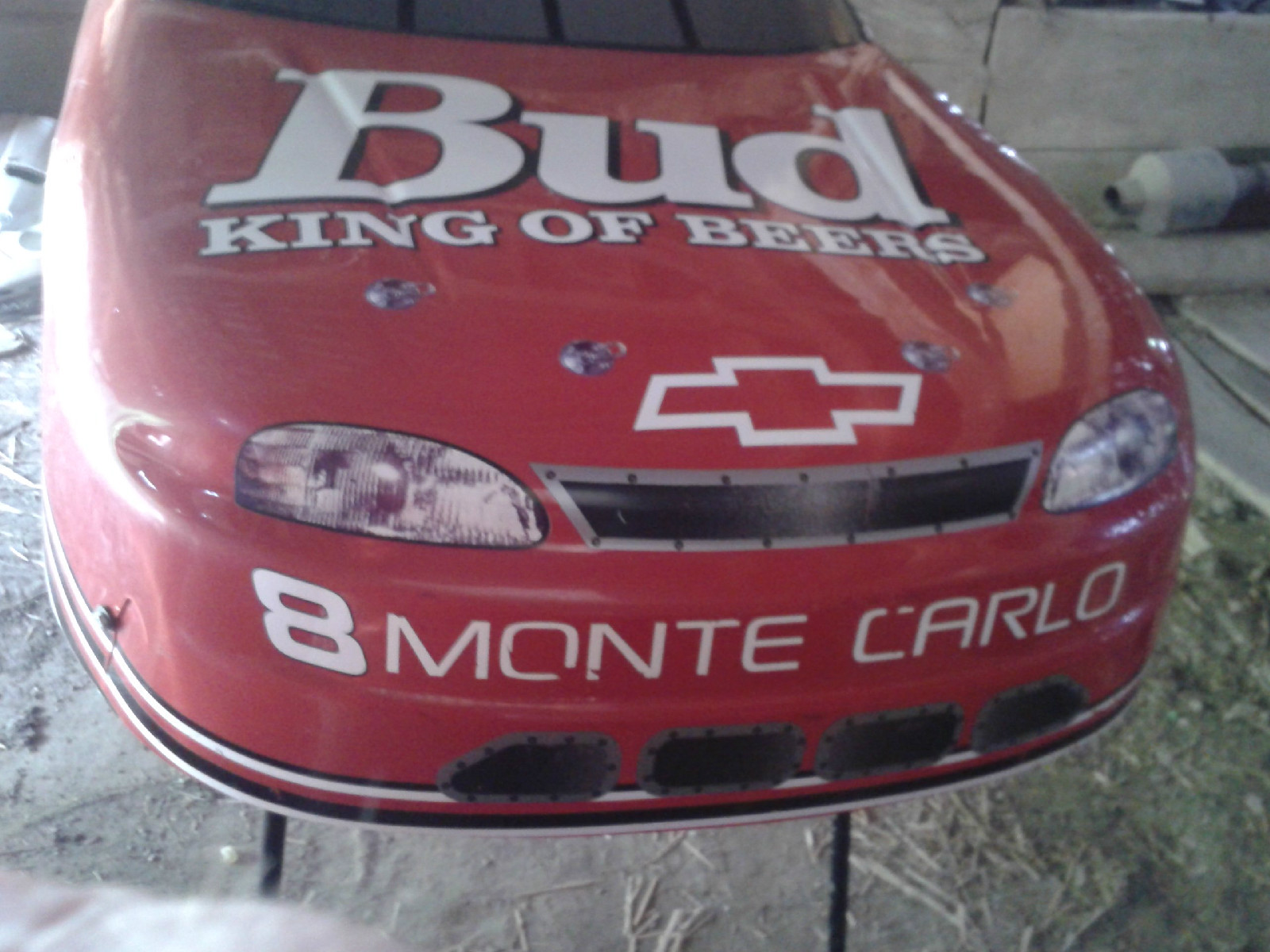 BUDWEISER DALE EARNHARDT 8ft REPLICA 1:2 SCALE RACE CAR + FUEL CAN SMOKER NASCAR