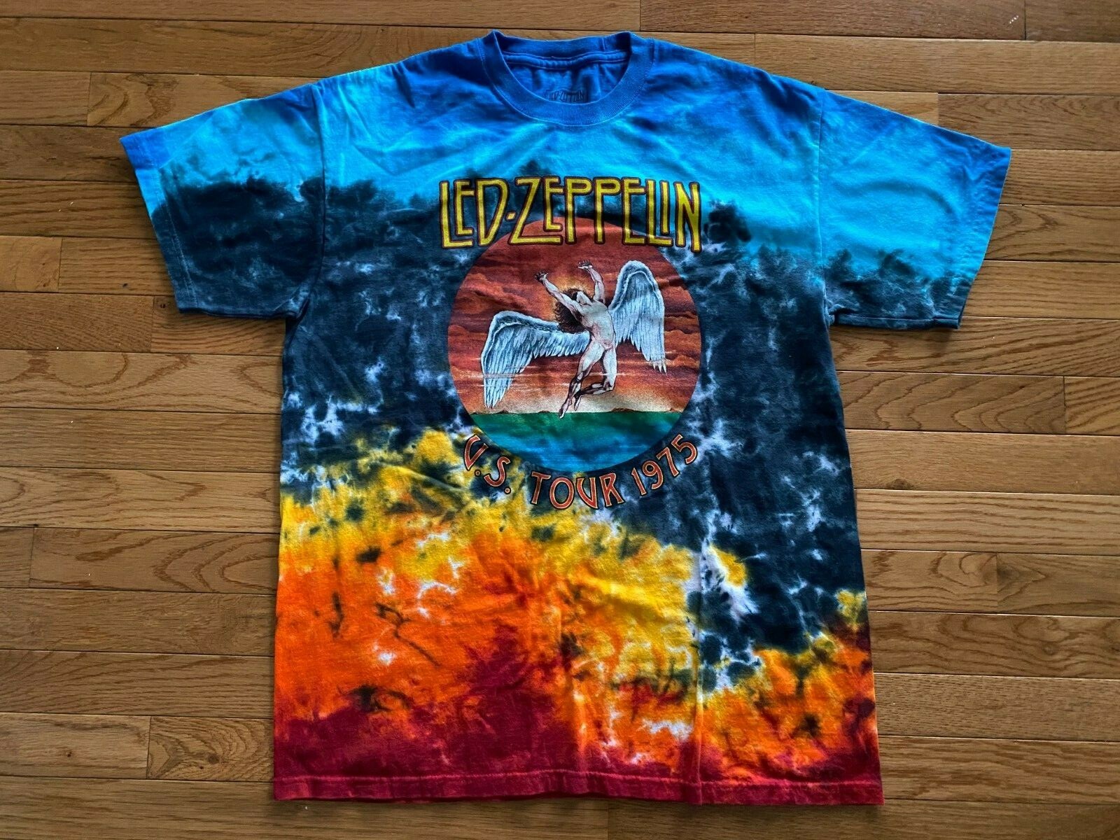 Led Zeppelin Tie Dye U.S. Tour 1975 Mens T-Shirt Size L Mens Led Zeppelin Tie Dye U.S. Tour 1975 Mens T-Shirt Size L Mens