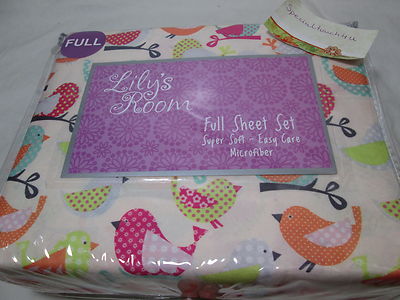 P & A Marketing Lily's Room BIRDS Full Sheet Set - Multi Color New