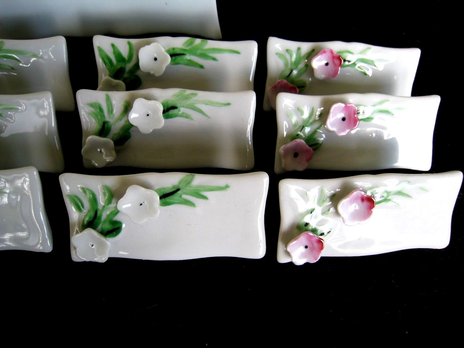 Table Nameplates(12) with Menu Board....all ceramic....old Japan blue labels