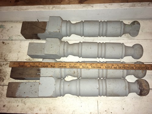 Antique Vintage Retro Salvaged Parts Chunky Painted Wood Stool Farm Legs