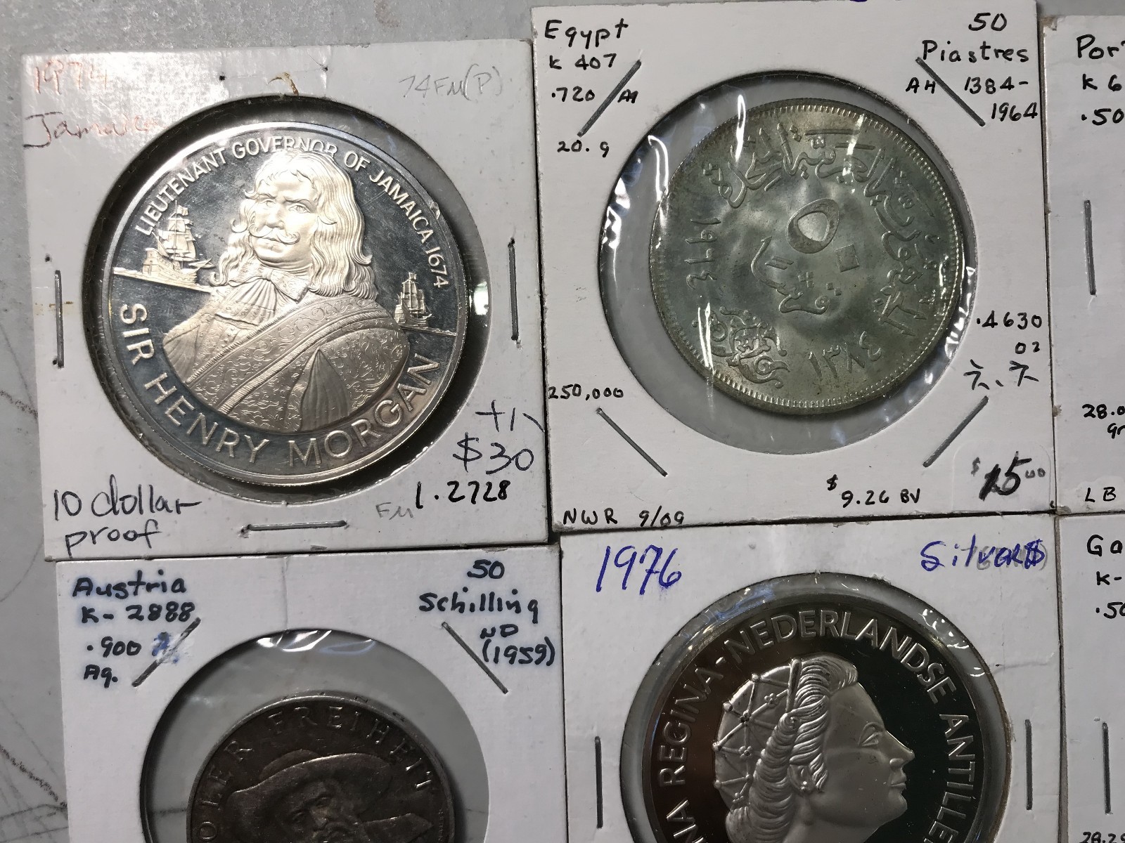 Jamaica Portugal Egypt and more 10 silver world coin lot Excellent high value