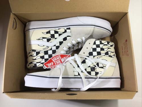 希少品】Vans Sk8-Hi Checkerboard Flame White VANS Sk8-Hi Checker Flame Classic White Checkerboard Men's