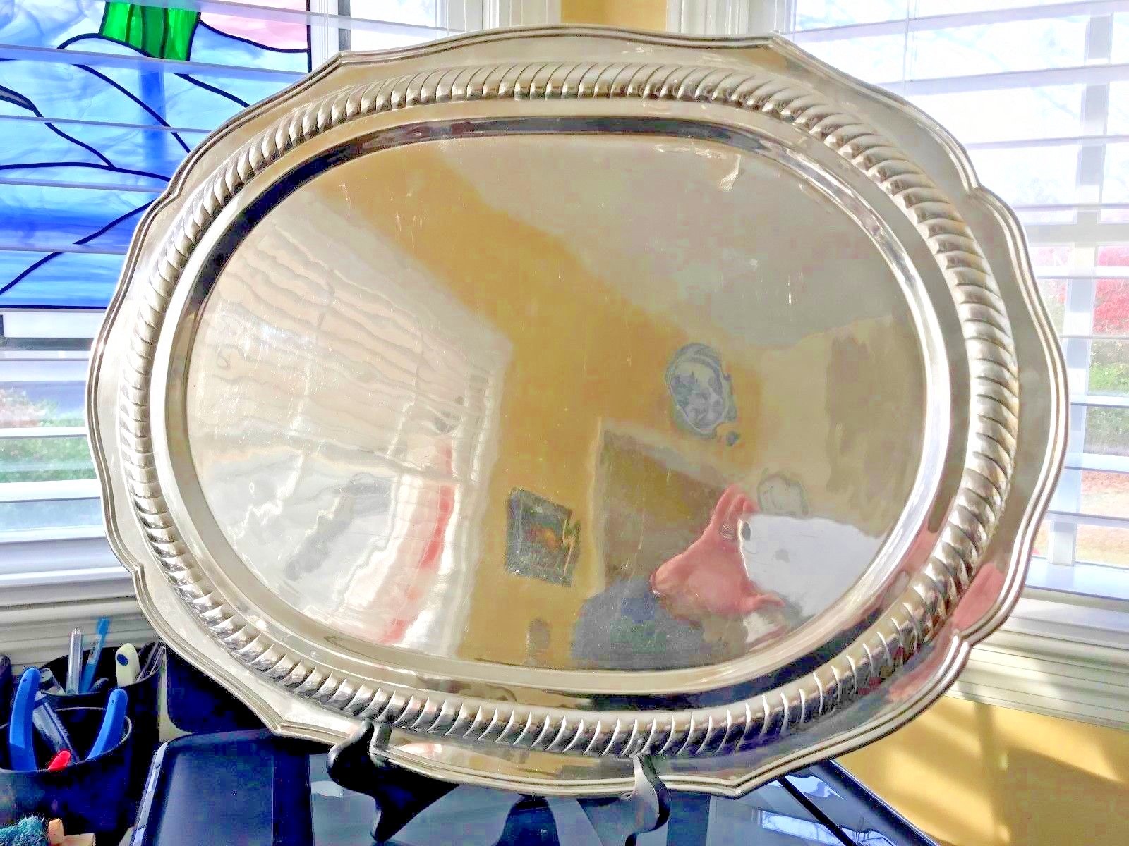 Silver Butler's Serving Platter or Tray 23