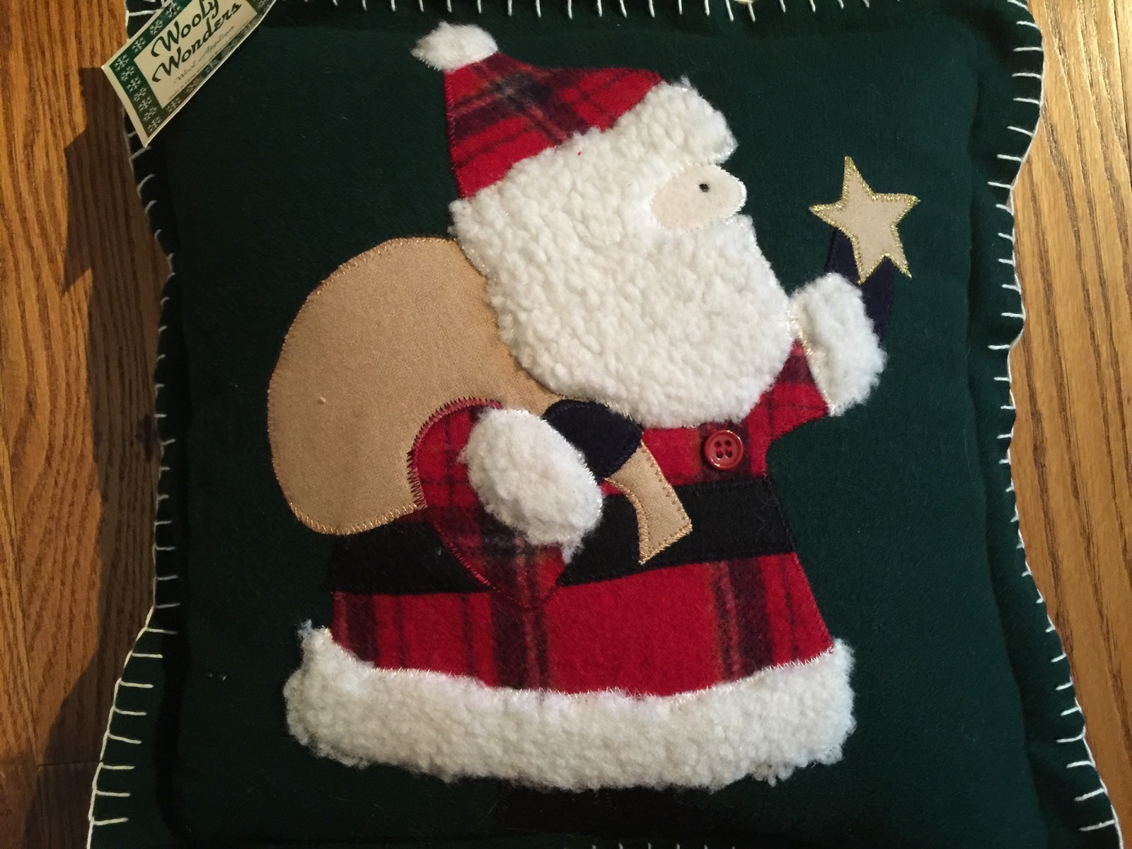 Wooly Wonders SANTA CLAUS & STAR Possible Dreams BRAND NEW Sheep Wool PILLOW #